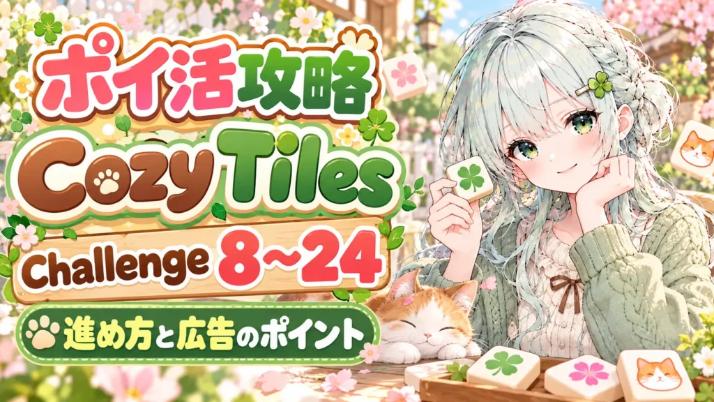 Cozy Tilesのポイ活攻略。Challenge8～24の進め方と広告のポイント